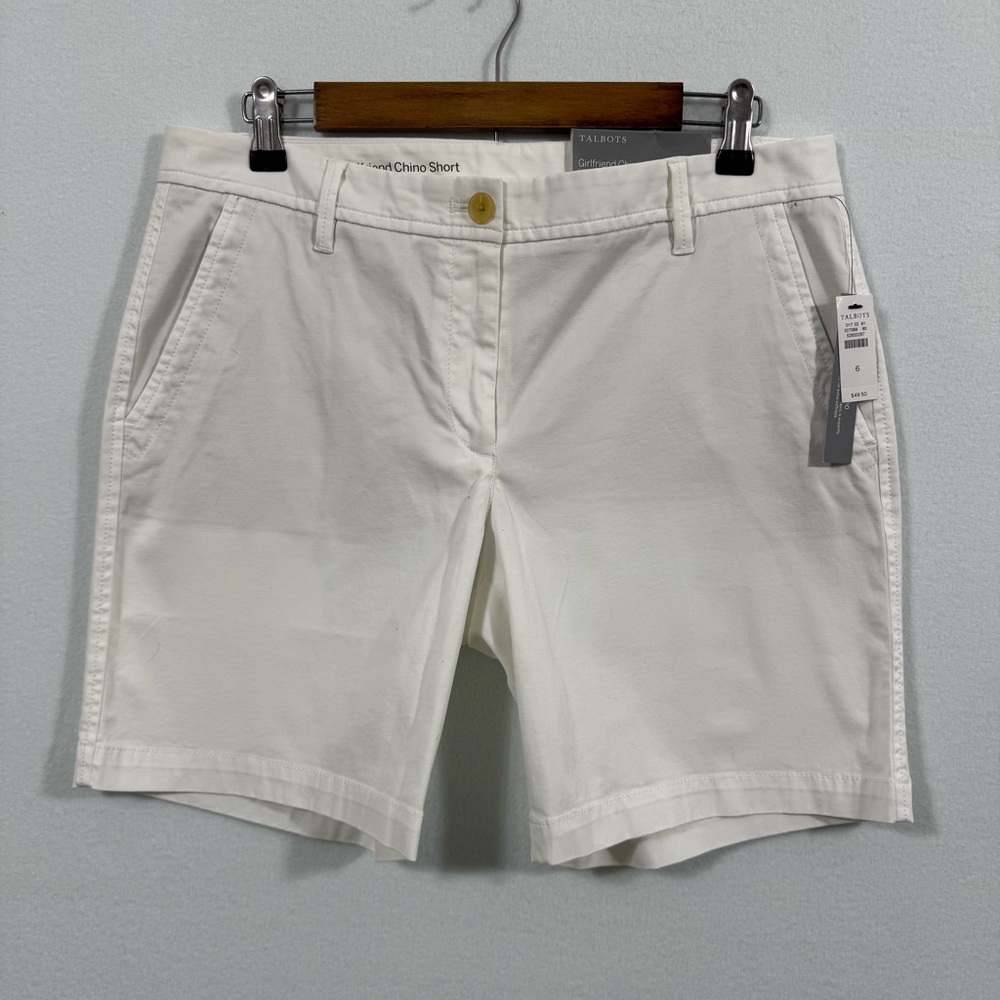 NWT Talbots Girlfriend Chino Shorts 7” White Size 6